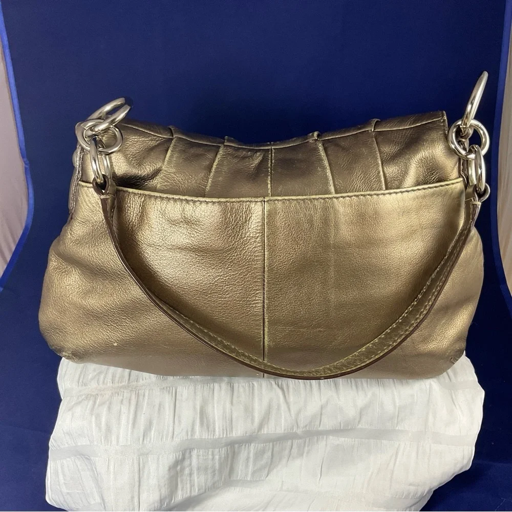 Coach Metallic Leather Hobo Shoulder Bag | Gold Bronz - Picture 11 of 16